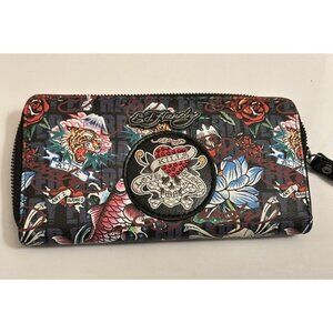 Ed Hardy Love Kills Slowly Tattoo Print Wristlet Wallet NEW!